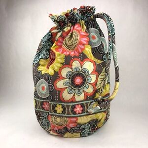 Vera Bradley Drawstring Ditty Bag Flower Shower Lined Travel Gym